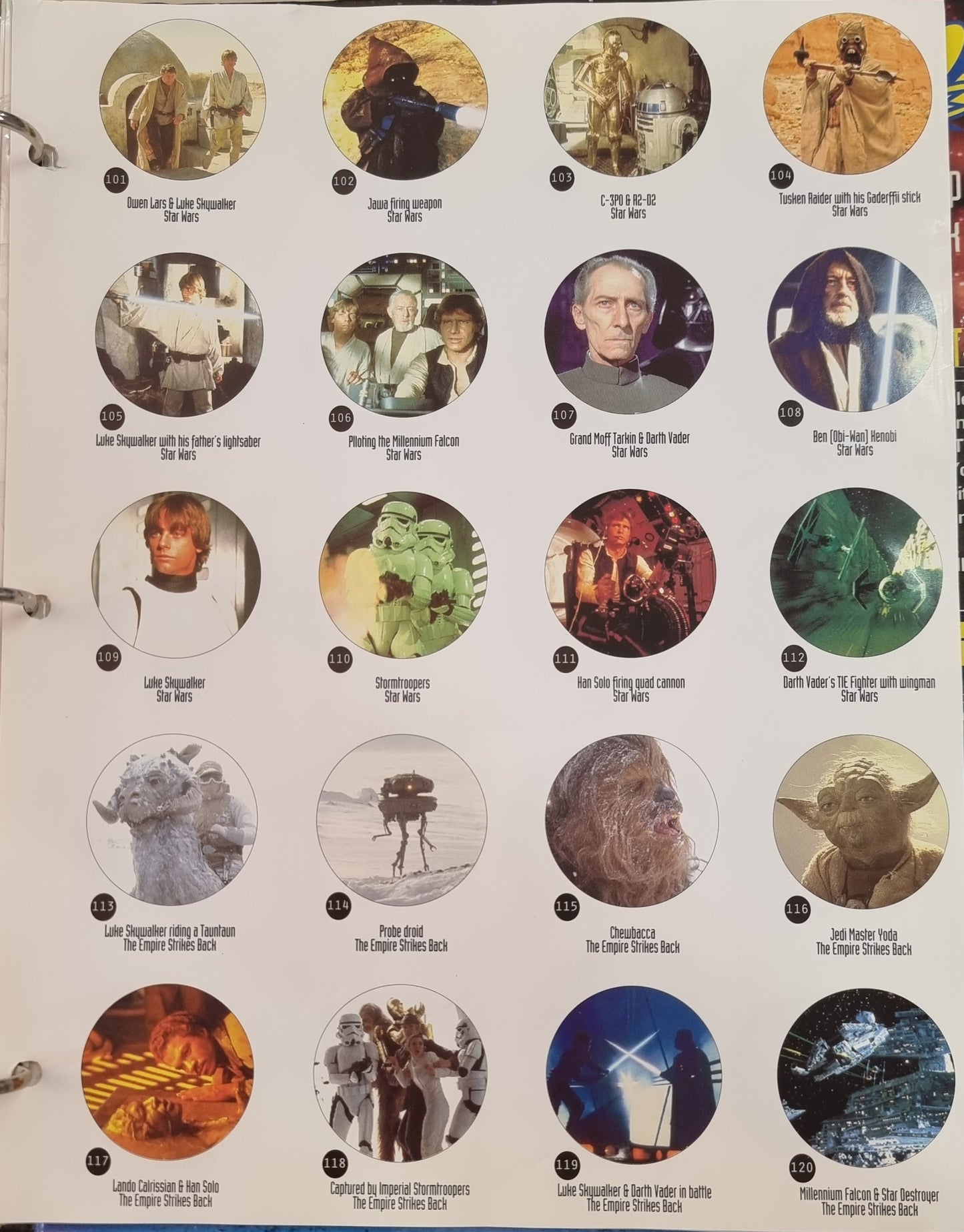 Star Wars TAZOS in Collector's Album